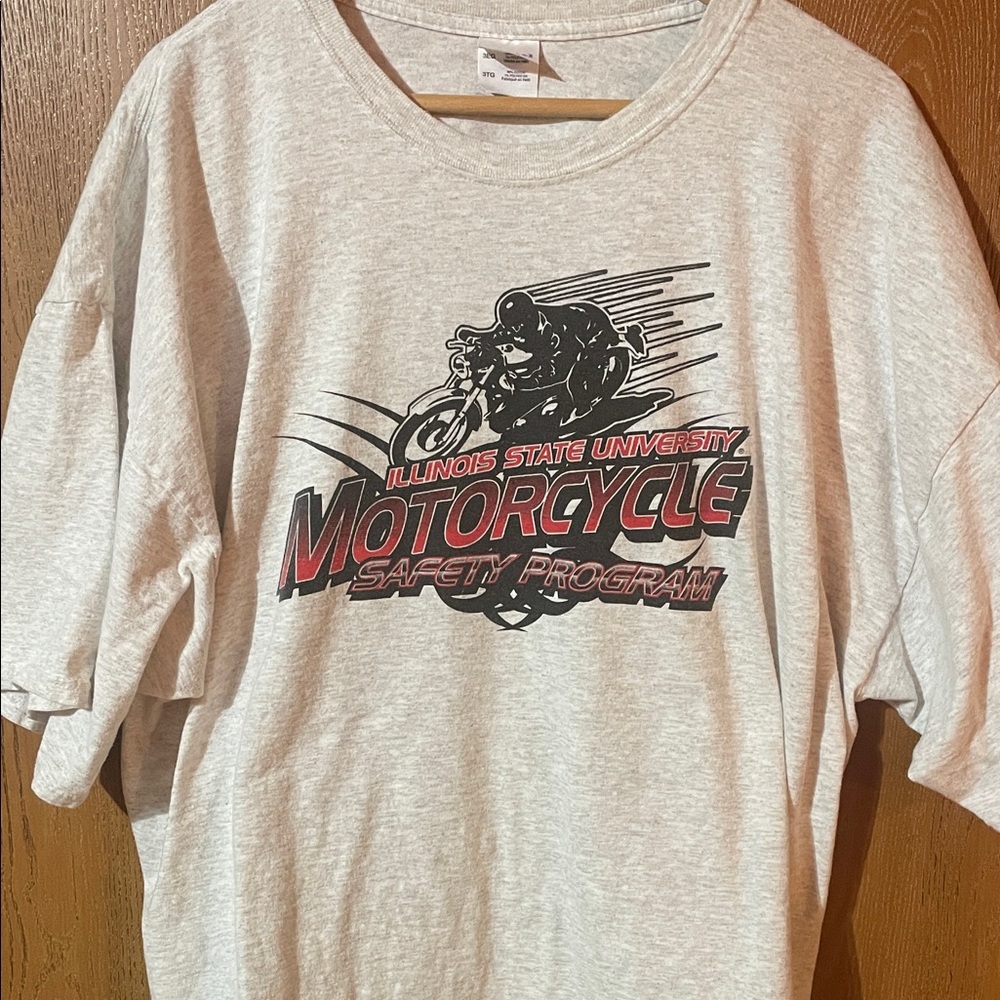 Gildan Light Gray Heavy Cotton T-Shirt - Motorcycle - Illinois State